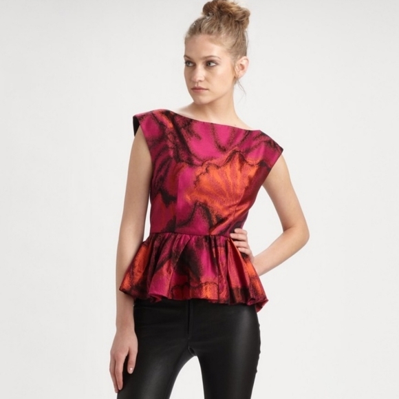 Alice + Olivia Tops - Alice & Olivia Kota Boatneck Peplum Top Size XS
